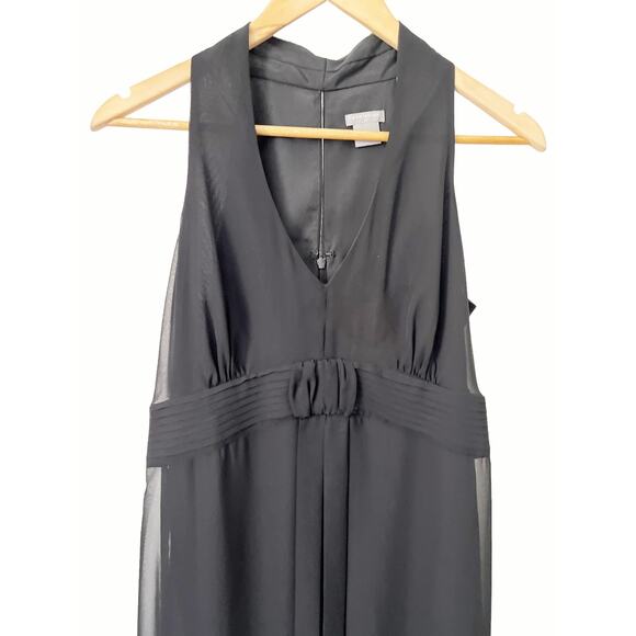 Ann Taylor Black Sleeveless Chiffon V-Neck Dress Size 6 - Picture 2 of 6